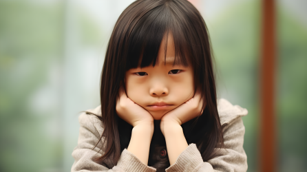 不高兴的亚洲儿童摄影图片