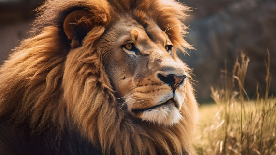 非洲草原生态雄狮摄影图