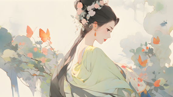中国风美女油画摄影图片