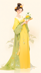 黄绿汉服中国风民族美女摄影图