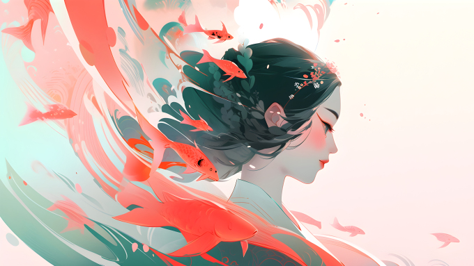 中国仙女抽象绘画光影抽象摄影图