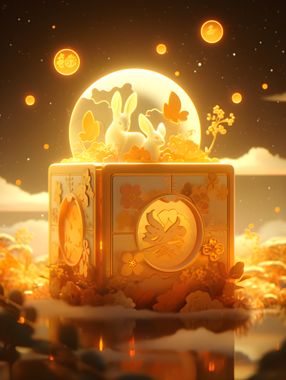 精美的中秋月饼包装设计摄影图片