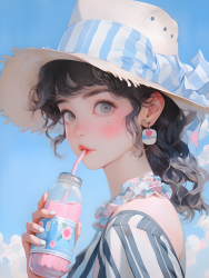 彩色朋克少女油画摄影图