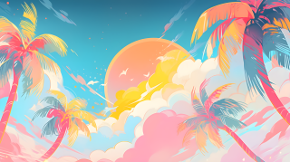 多巴胺色调的海边沙滩摄影图片