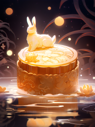 中秋节兔子月饼摄影图