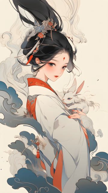 中国传统风格的宽松流畅线条画摄影图片