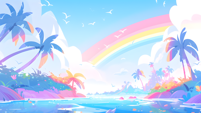 夏日海边多彩天空摄影图片