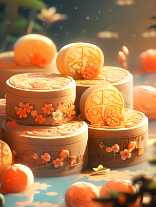 兔子主题月饼摄影图