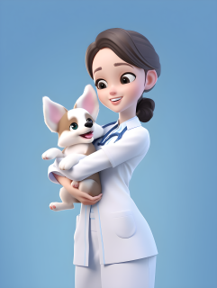 兽医微笑的卡通宠物全身透视摄影图片