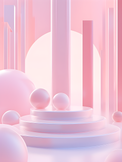 粉色梦幻的环纹圆球摄影图片