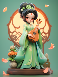 中国传统琵琶乐器服装美少女摄影图片