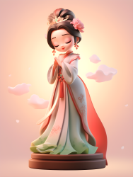 中国传统服饰风格的卡通女性角色摄影图片