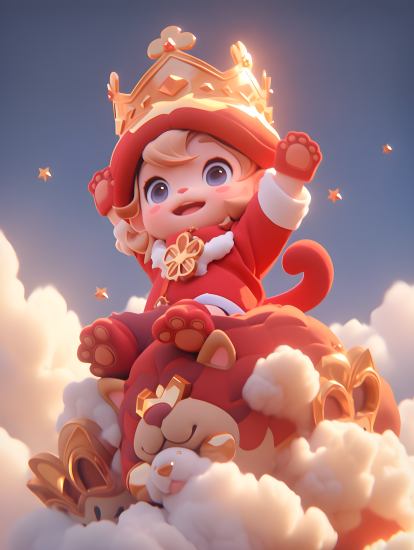 云端的狮子座女孩摄影图片