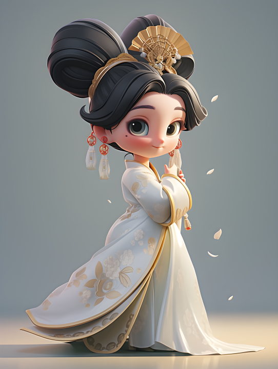 中国传统服饰女性卡通角色摄影版权图片下载