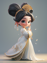 中国传统服饰女性卡通角色摄影图片