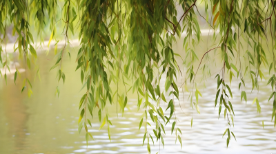 柳树小池塘摄影图片