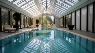 法国乡村风格的迷人室内游泳池摄影图