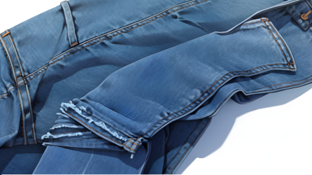 宫崎骏风格的大气色彩洗涤蓝色工装裤摄影图片