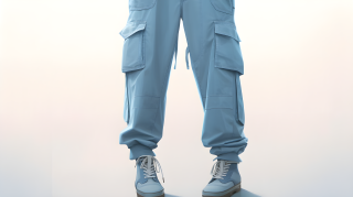 宫崎骏风格的蓝色货物裤摄影图