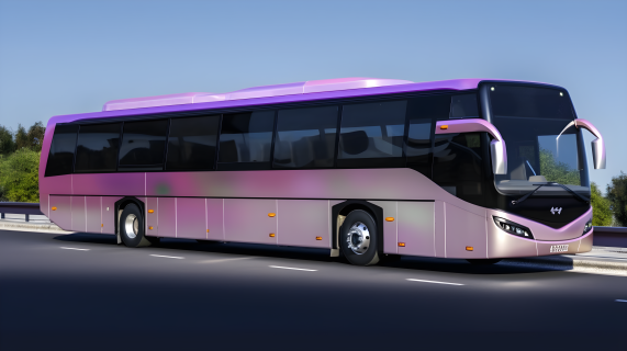 粉紫色巴士租赁摄影图片