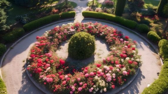 玫瑰花园的艺术之美俯拍摄影图