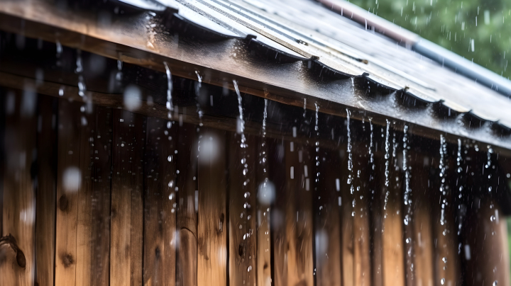 夏日木屋下的狂风暴雨摄影版权图片下载