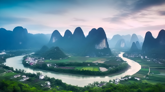 桂林市风景河流摄影图片