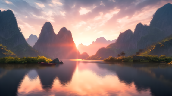 中国印龙峡日出景观摄影图
