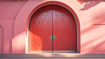 儒家思想风格建筑红门摄影图片