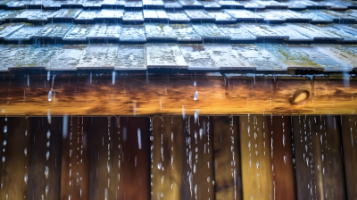 夏日木屋的暴雨景象摄影图片