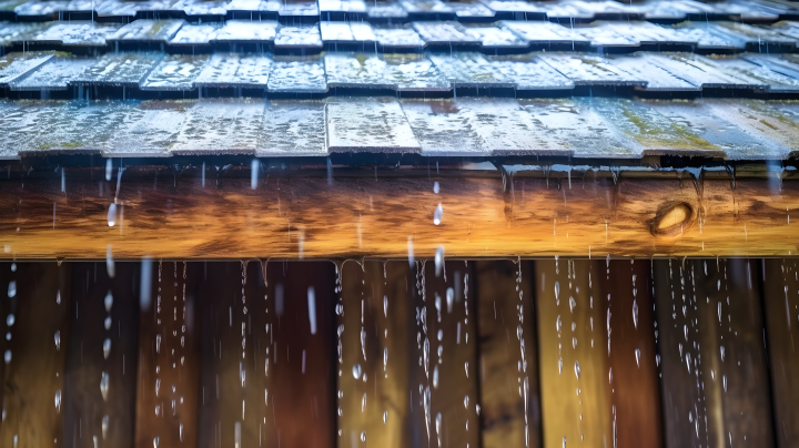 夏日木屋的暴雨景象摄影版权图片下载