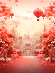 现代中国红色城市景观摄影图片