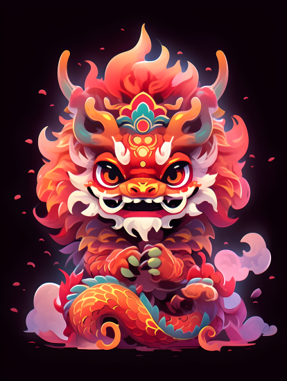 财神卡通可爱的中国龙摄影图片