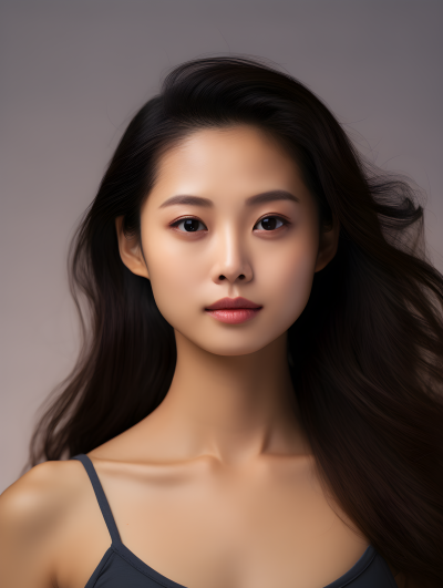 活力自信的亚洲女模特摄影图片