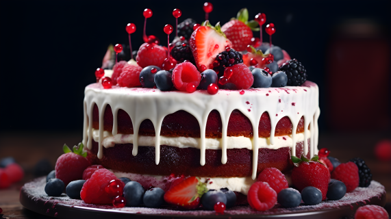 欢乐色彩的红丝绒蛋糕图片摄影图