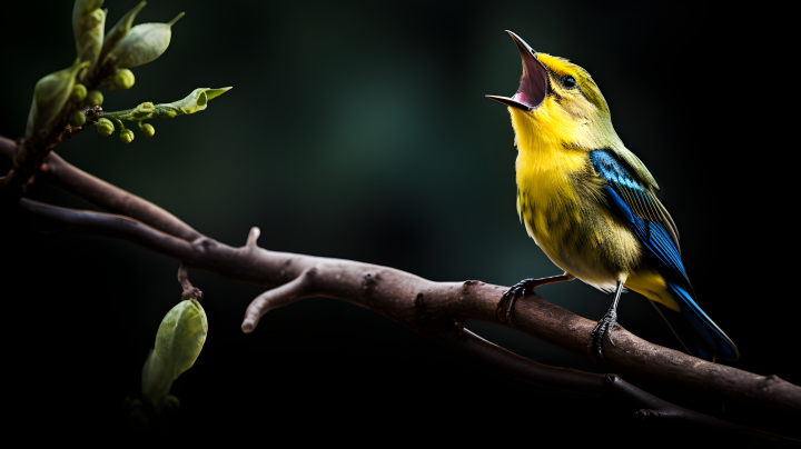 清晨唱歌的鸟摄影图版权图片下载
