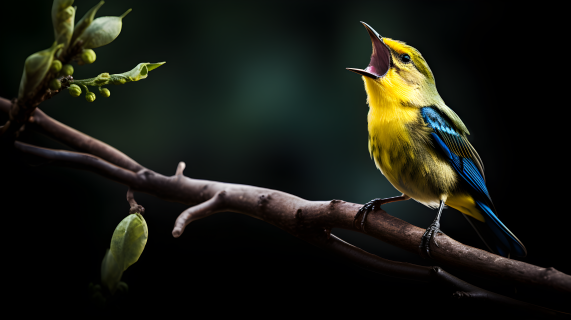 清晨唱歌的鸟摄影图