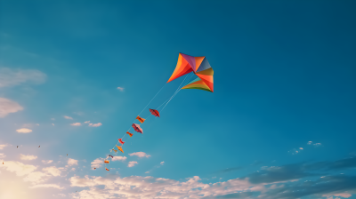 天空中色彩鲜艳的风筝摄影图片