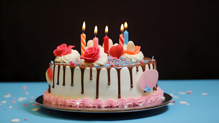 美味的生日蛋糕近景摄影图版权图片下载