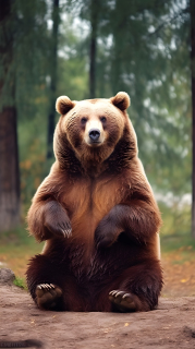 棕熊坐在地上的真实摄影图片
