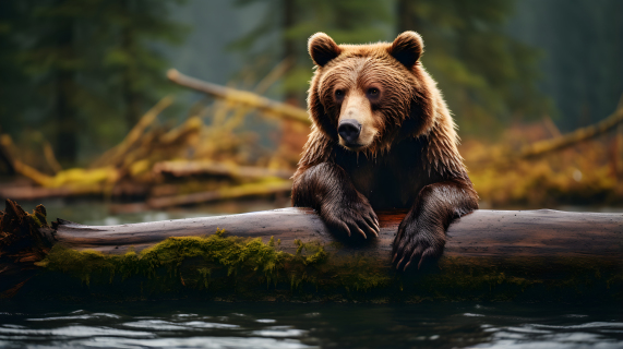 野生动物棕熊摄影图
