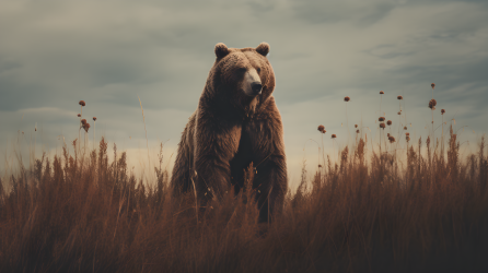 大自然中的棕色熊摄影图片