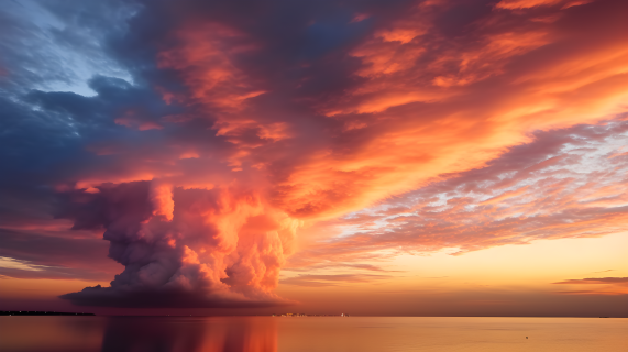 壮观的火烧云美景摄影图片