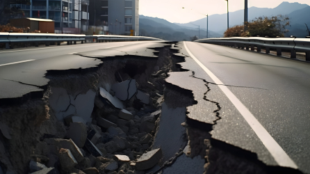 路面龟裂道路受损摄影图片