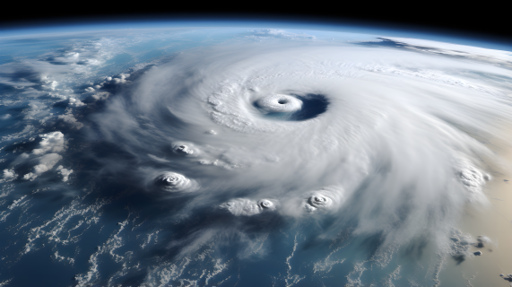太空中拍摄到的暗青色飓风摄影图