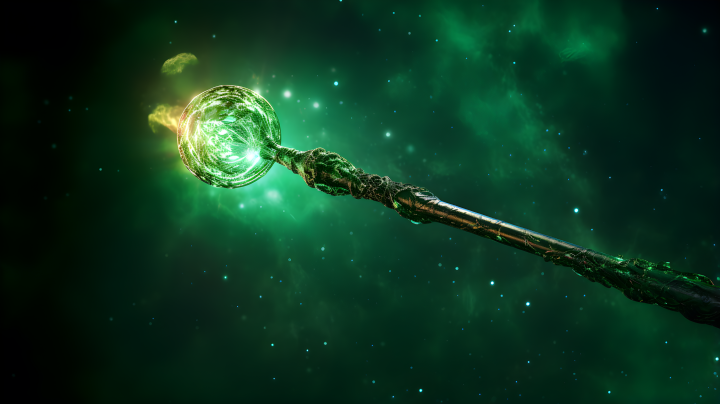 绿色魔杖充满活力象征的摄影版权图片下载