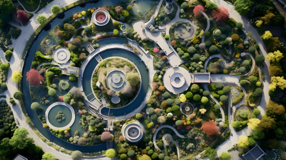 创意花园和植物园的环形抽象摄影图
