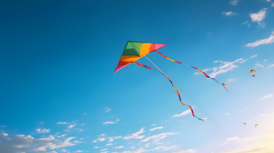 蓝天白云下的风筝摄影图片