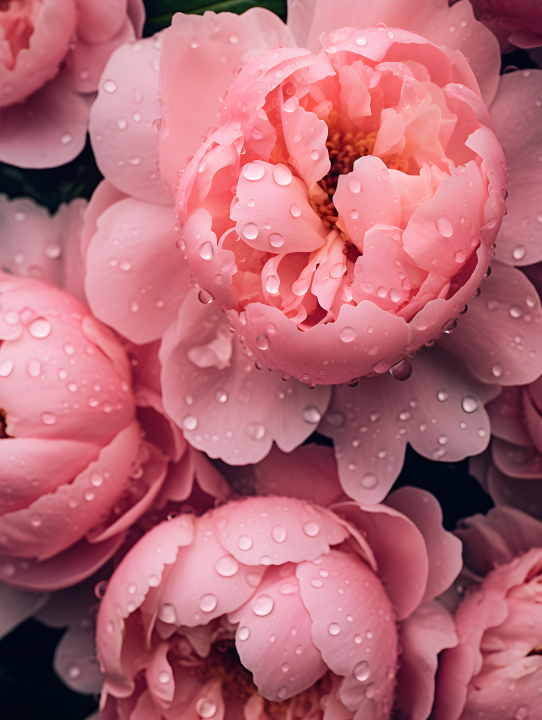 清晨芍药花朵上的水珠摄影图版权图片下载