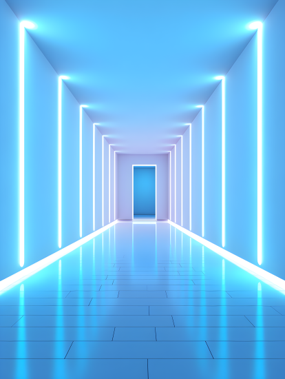 霓虹灯走廊极简主义风格的摄影图片